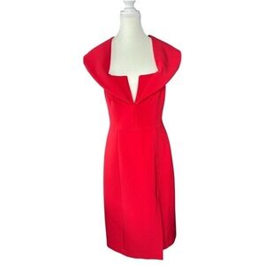 BCBGMAXAZRIA Women's Marquise Red Party‎ Drape V-Neck Sheath Dress Size 10
